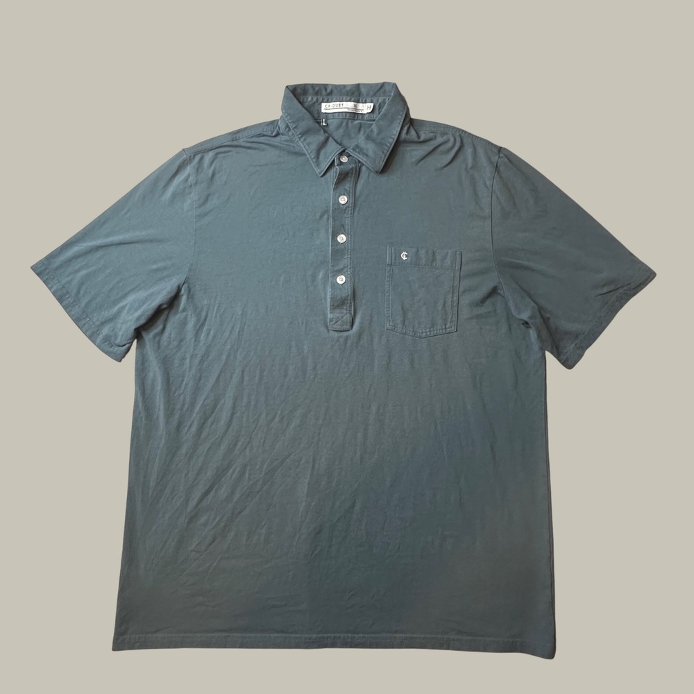 Criquet Polo Shirt Mens XL Short Sleeve Pima Cotton Stretch Teal Grey Pocket